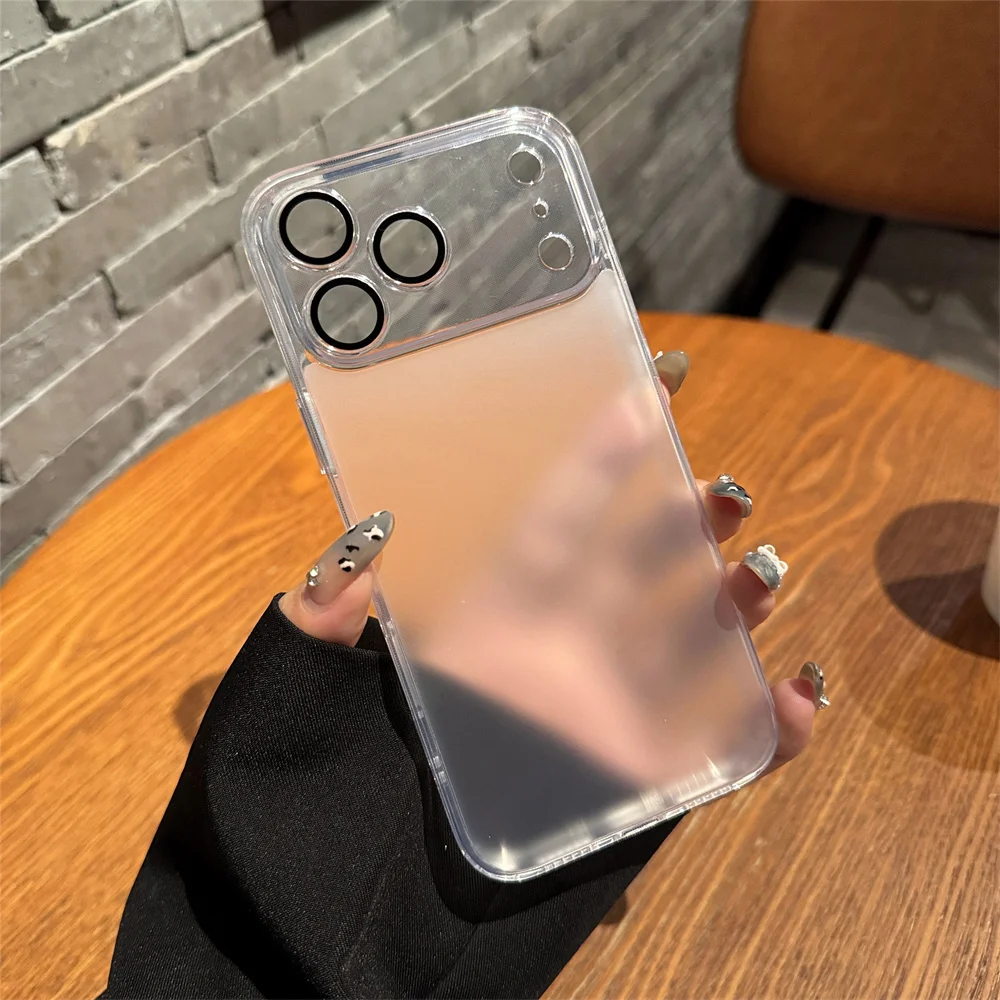 Luxury Frosted Glass Matte Transparent Phone Case with Lens Protection and Shockproof Cover