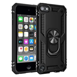 Military Grade Drop - Tested Protective Case with Kickstand & Magnetic Car Mount for iPod Touch 7 (Black)