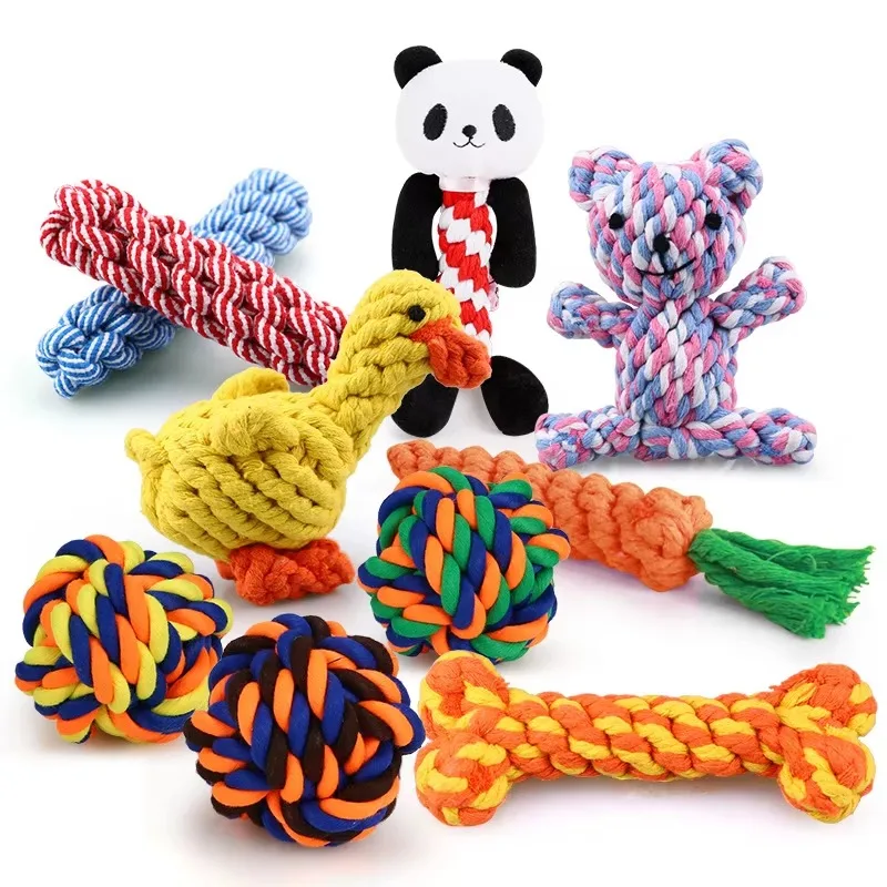 New 1pcs Pet Dog Chew Toys Kitten Grinding Cleaning Teeth Puppy Cat Rope Knot Ball Toy Animal Playing Accessories Pet Products 6