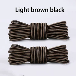 Durable Heavy - Duty Round Boot Laces - 2 Pairs for Hiking, Work, and Outdoor Sports (Light brown black)