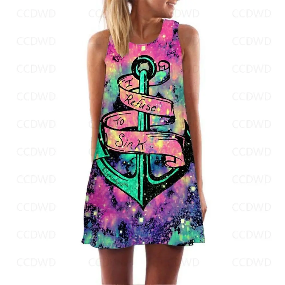 

Sailor Elegant Dresses for Women Anchor Y2k Seaside Evening Color Summer Woman 2022 Mini Dress Sales Free Shipping Beach Outfits