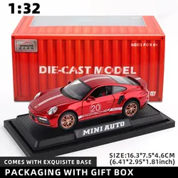 Eggshell White Diecast Metal Sports Car Toy - 1:32 Scale Porsche 911 GT3 RS (Red with box)