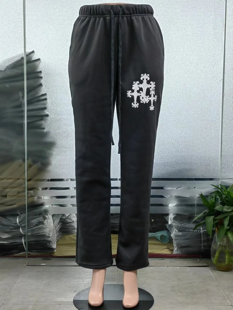 Fashion Streetwear Women High Waisted Printing Jogger Pants Casual Drawstring Solid Color Sweatpants Female Sporty Bottoms