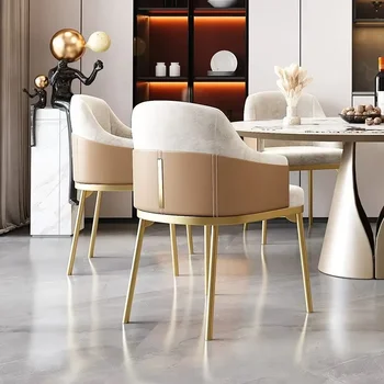 Aesthetic Ergonomic Dining Chairs Comfortable Luxury Leather Accent Armchair Designer Kitchen Fauteuils De Salon Furniture