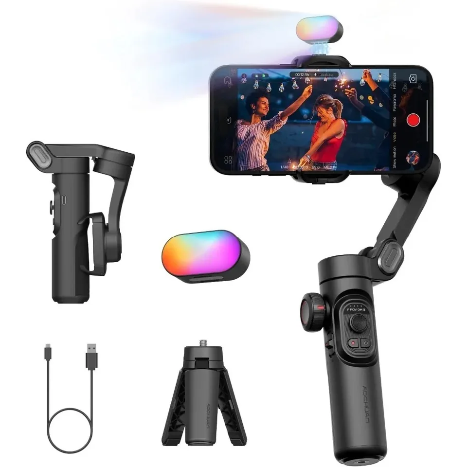 Smartphone Gimbal Stabilizer with RGB Fill Light