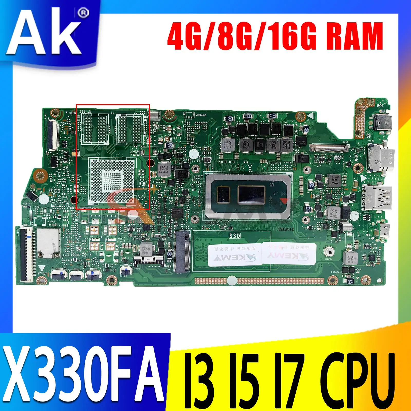 

Mainboard For ASUS X330FA X330FL X330FN S330F I330F K330F V330F X330F Laptop Motherboard I3 I5 I7 8th Gen CPU 4GB/8GB/16GB-RAM