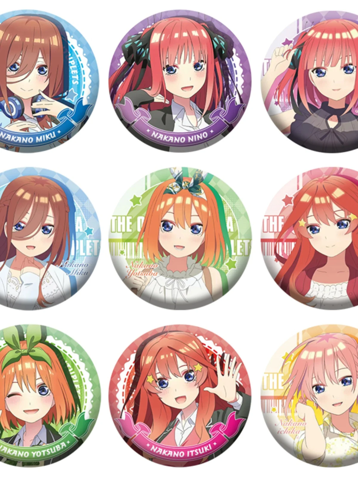 

58mm Badge The Quintessential Quintuplets Figures Brooches Pins Anime Collections Clothes Bags Backpacks Gifts Girls