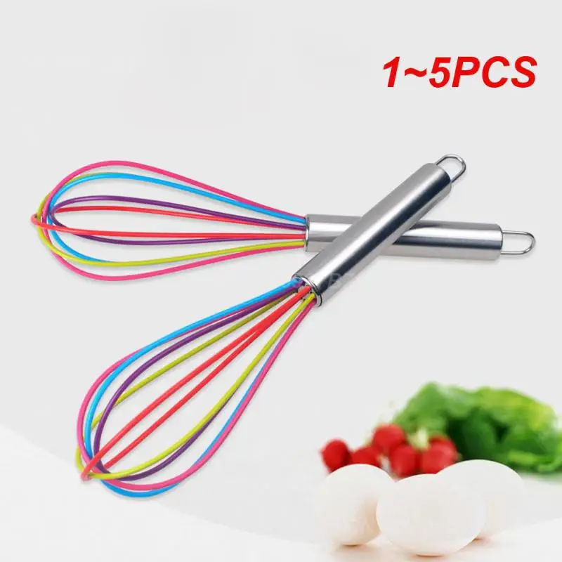 Silicone Utensil Kitchen Gadget Versatile Fun To Use Cooking Utensil Flexible Ergonomic Silicone Whisk Cooking Accessory 1~5PCS