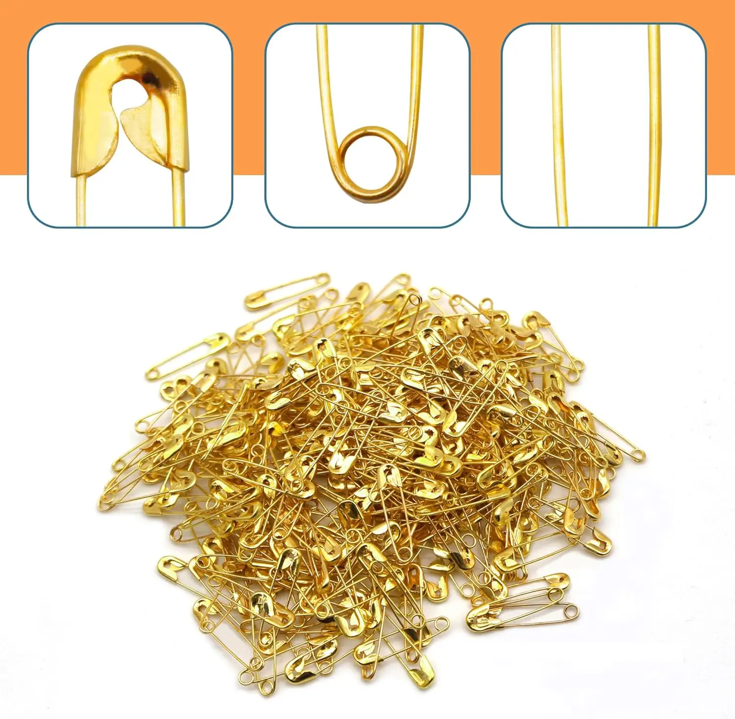 Description Picture 3 of item100/50Pcs Safety Pins 19/22/27/32/38/45/55mm Rust Resistant Nickel Plated Steel Safety Pins For Fabric Craft Garment Hang Tag