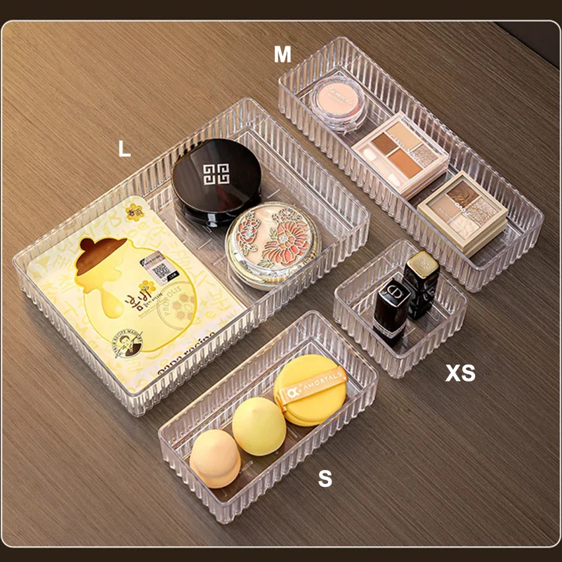Durable Clear Plastic Drawer Organizer, Free combination Drawer Divider Storage Box, For Office Supply,Makeup,Kitchen Utensils 2