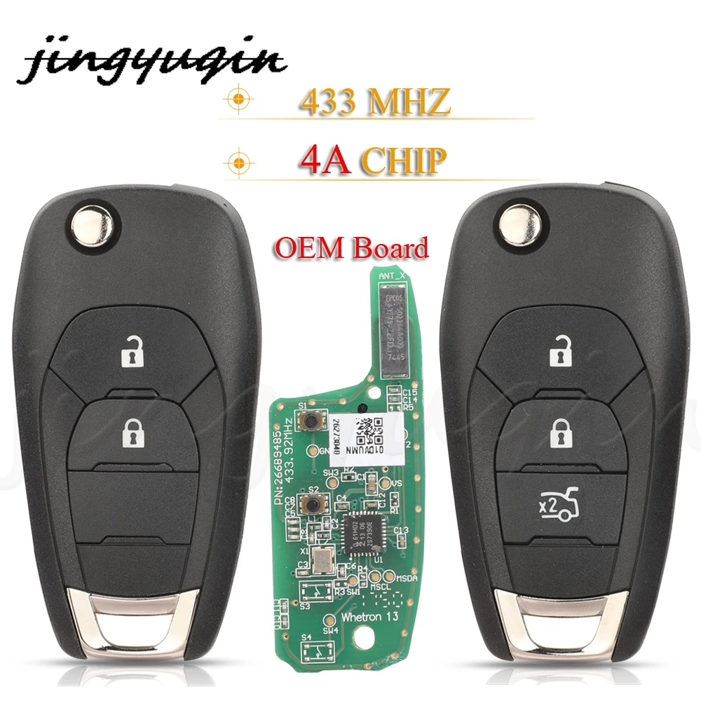 

Смарт-брелок jingyuqin 433 МГц 4A для Chevrolet Cruze 2015 кавалер Trax Sonic Spark 2019 + OEM печатная плата корпус на вторичном рынке