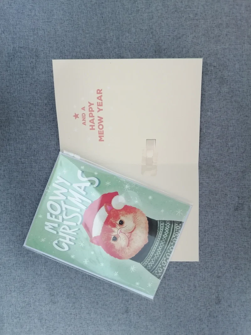 Cartão de música de Natal Meowy infinito com brilho - AliExpress, image size:800x1067