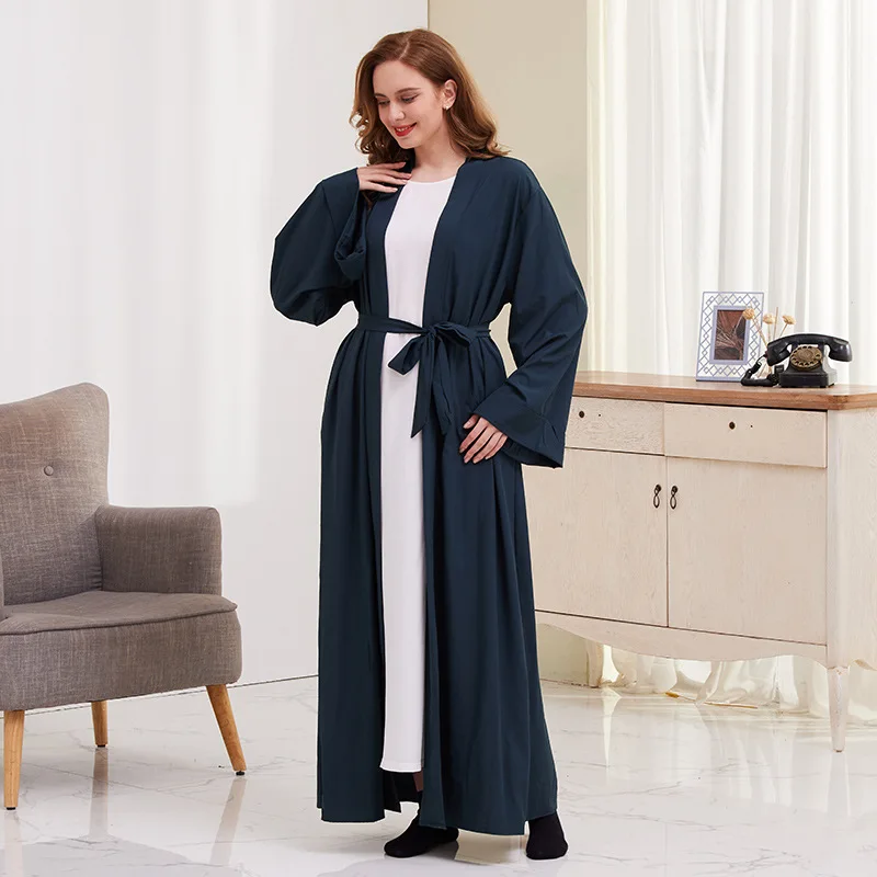 Islamic Women's Clothing  Lace-Up Cardigan Robe Muslim Abayas Modest Outfits for Women Robe De Soiree Femme Pour Mariage
