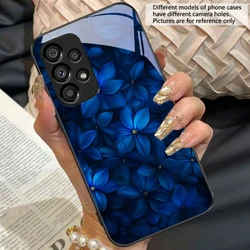 Blue and White Floral Black Tempered Glass Phone Case - Samsung S10 5G (BLH - BLH2504272)
