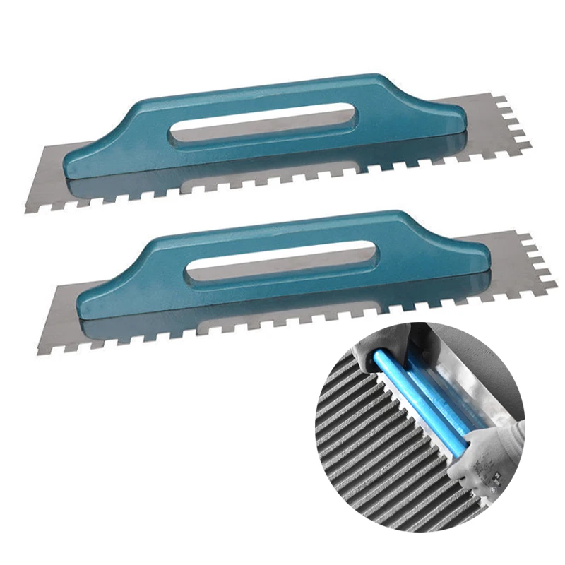 Ceramic Tile Trowel with Wood Handle 15mm Serrated Trowel Floor and Wall Leveling Slot Bricklayer Tiling Tool 48cm bricklaying trowel