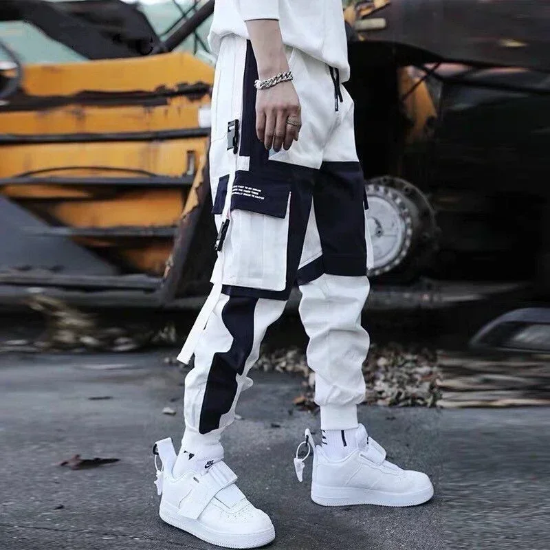 上品なスタイル Man Trousers Joggers Stacked Men for Pants Cargo White Clothing