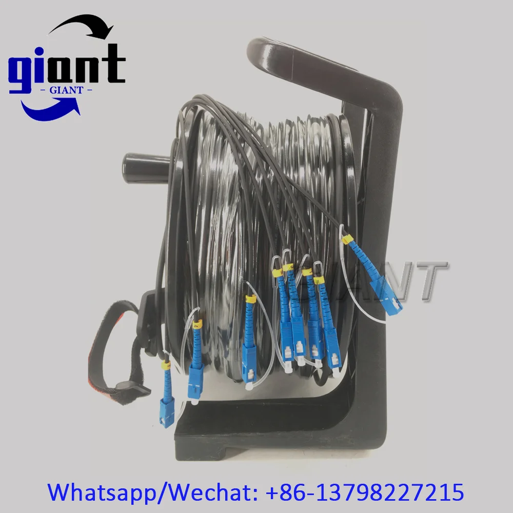 8C,100m,LSZH/TPU,G657A1,SM,8코어 SC/UPC-SC/UPC 커넥터 5.0mm,PCD235 릴 드럼이 있는 검정색 기갑 케이블 광섬유 패치 코드