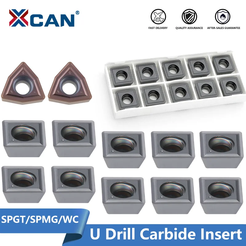 

XCAN Drill Bit Carbide Insert U Drilling Blade 10pcs SPGT SPMG WC Indexable Drill Insert for Metal Cutting CNC Turning Insert