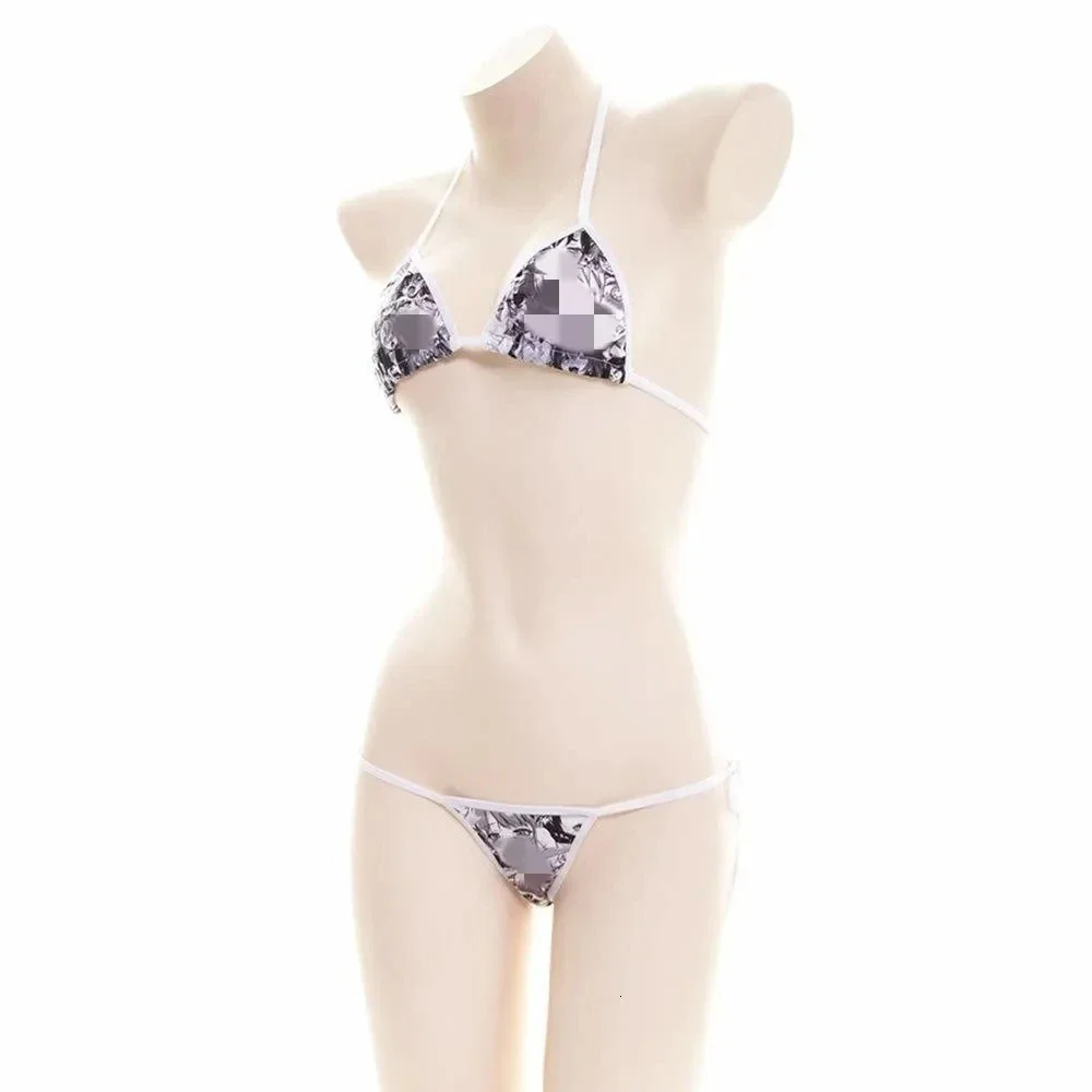 Ahegao Bikini Lingerie Bra & T-back G-string Panties 2PCS Cute Lolita Sexy Exotic Apparel Facial Expression Print Bra women lingerie women lingerie set