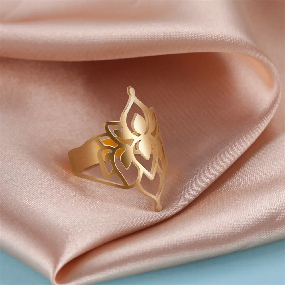 Flower Of Life Ring Adjustable Stainless Steel Sacred Geometry_voghion.com