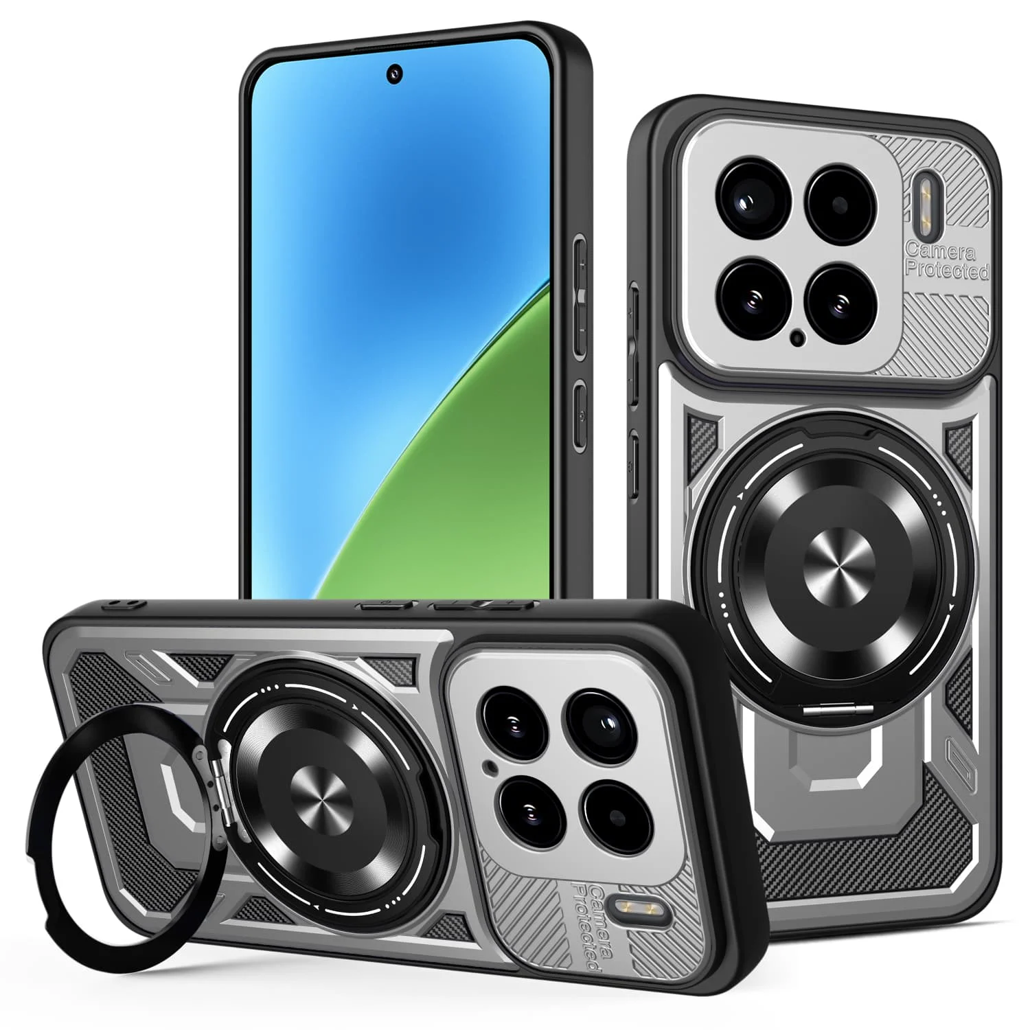 Shock Proof Armor Case with Magnetic Heavy Duty Rugged Ring Kickstand Protection