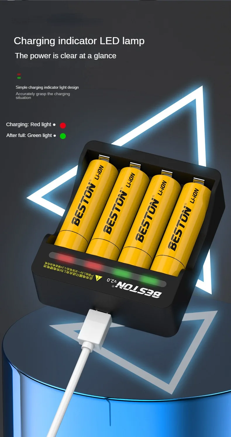 LED, Smart Charger, 1.5V, AA, AAA, Lithium Ion, 4 8 Slots