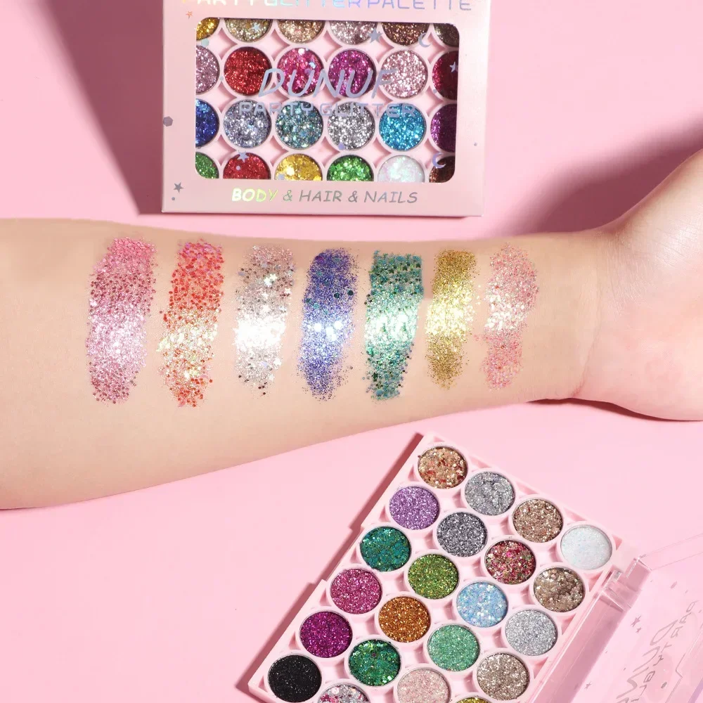 24Colors Body Face Glitter Gel Palette Waterproof Eye Hair Loose Sequins Eyeshadow Multifunctional Party Deco Makeup Cosmetics 4