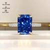 S925 Sterling Silver Fine Quality 3.5carat Tanzanite Blue Zircon Sparkle 5A Good quality Ice Cut High Carbon Diamond Ladies ring 6