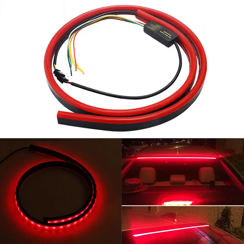 100CM Car Rear LED Strip Light RED Trailer Lamp Warning Turn Signal Lamp  Flashing Auto Flexible Strips Brake light Rear Tail 12V - AliExpress
