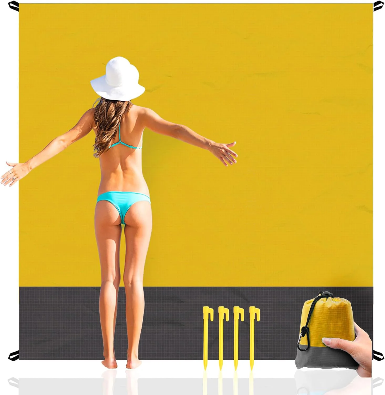 Beach blanket used during outdoor camping