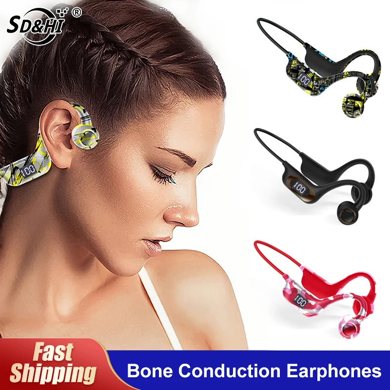 1PC Graffiti Bone Conduction Earphones Bluetooth Wireless MP3 Player