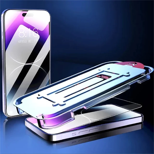 Protecteur d'écran HD pour iPhone, installation sans poussière, film de verre du Guatemala, 14, 11, 12, 13, 15, 16 Pro Max, 14 Plus, Poly X, XS Max, 1-2 pièces 5