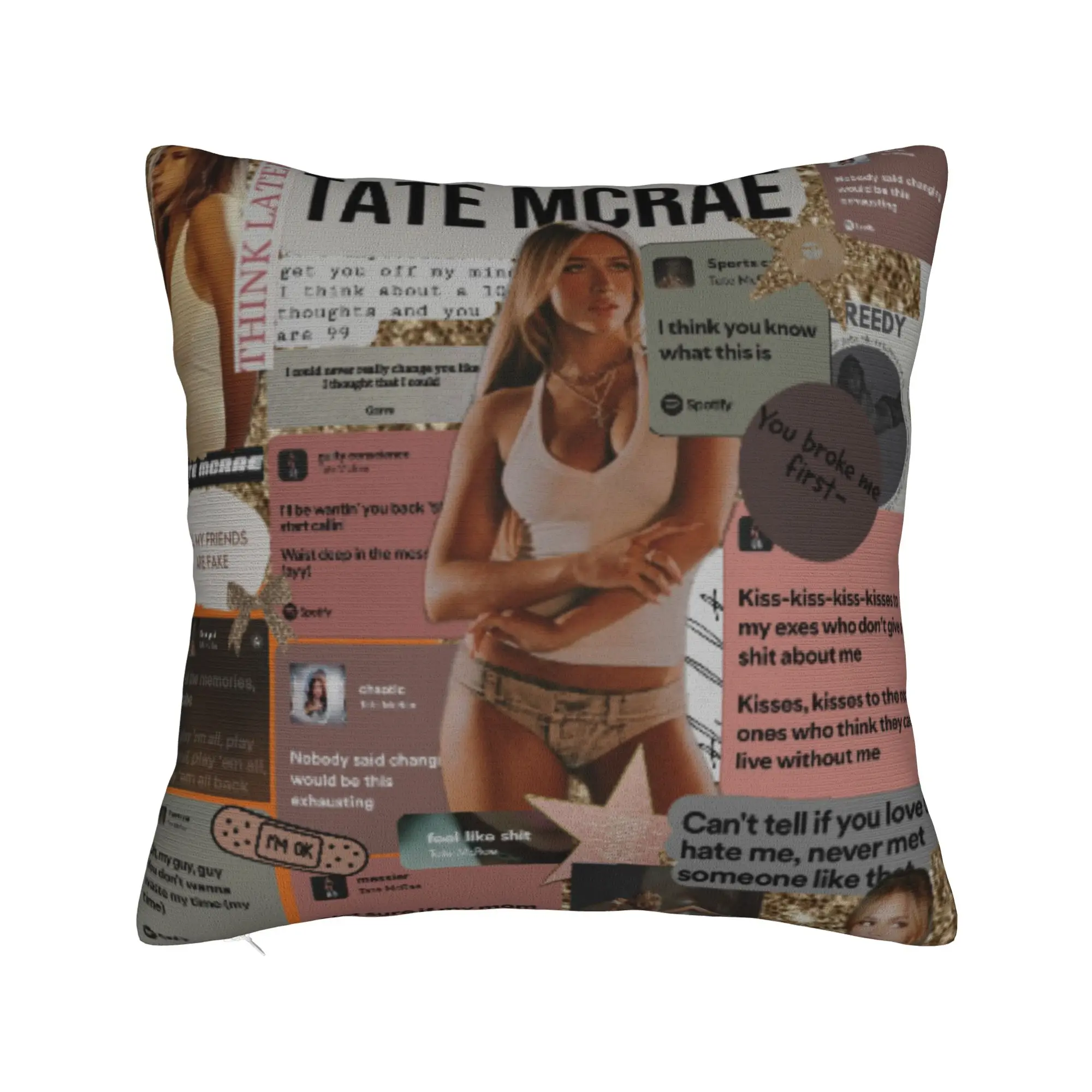 Decorative Pillowcase Featuring Pop Singer Tate McRae - Square Style Multi-Size
