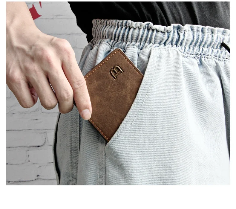 Münzfach-Halter-Geldbörse mit Reißverschluss für Herren, klassisch, hochwertiges PU-Leder, Business-Geldbörse, minimalistisch, dünn, kurze Kartenhalter-Geldbörse – Detail 13