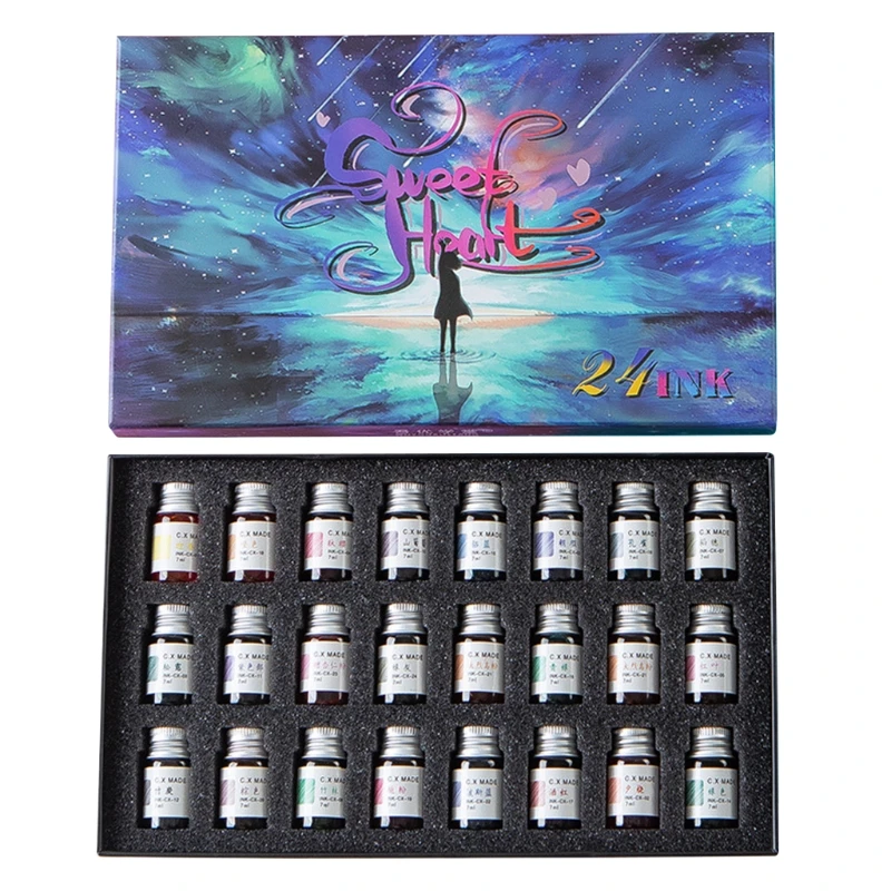 

24 Colors 7ml Gold Powder for Fountain Dip Pen Writing Painting P9JD