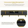 TV Stand for 85"+ TV, Entertainment Center with Storage Drawer & Cabinets & Shelves, Curved TV Console with Gold Metal Legs 2