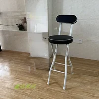Modern Foldable Bar Stool with Backrest Portable High Chair for Home Cash Register Simple Design Kitchen Counter Height Chair 4