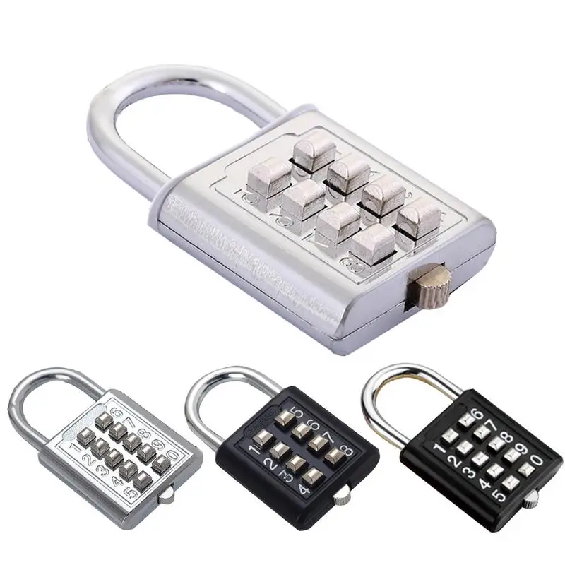 School Locker Lock Button Combination Security Padlock 8/10 Digits Digital Code Padlock For Toolbox Sports Locker Fence Lock 2021 mini combination code number lock padlock for luggage zipper bag backpack handbag suitcase security digital password lock