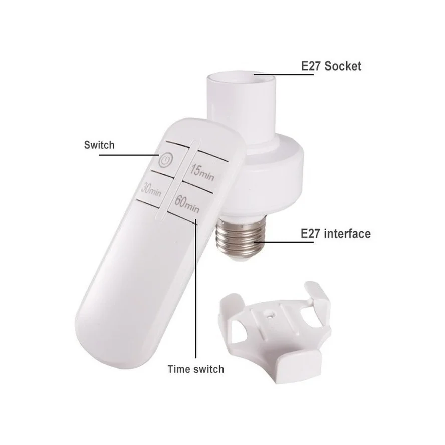Wireless remote control smart timer switch E27 lamp holder 110V 220V house multi light switch baby room bedroom timer