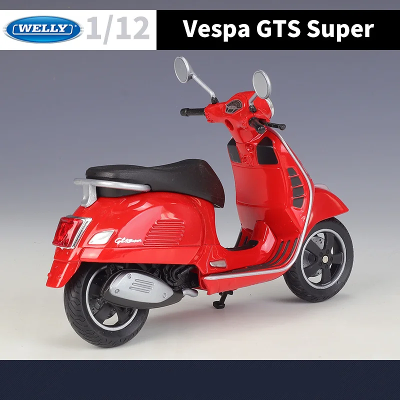 WELLY 1:12 Vespa GTS Super 2020 Alloy Leisure Motorcycle Model Simulation Metal Street Road Motorcycles Model Childrens Toy Gift 6