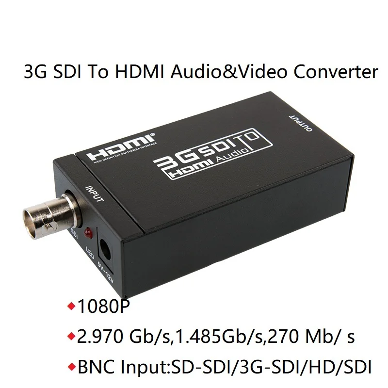 

Преобразователь SDI в HDMI, адаптер аудио-видео BNC в HDMI HD SD/HD/3G SDI в HDMI 1080P @ 60 Гц Plug & Play для монитора HDTV