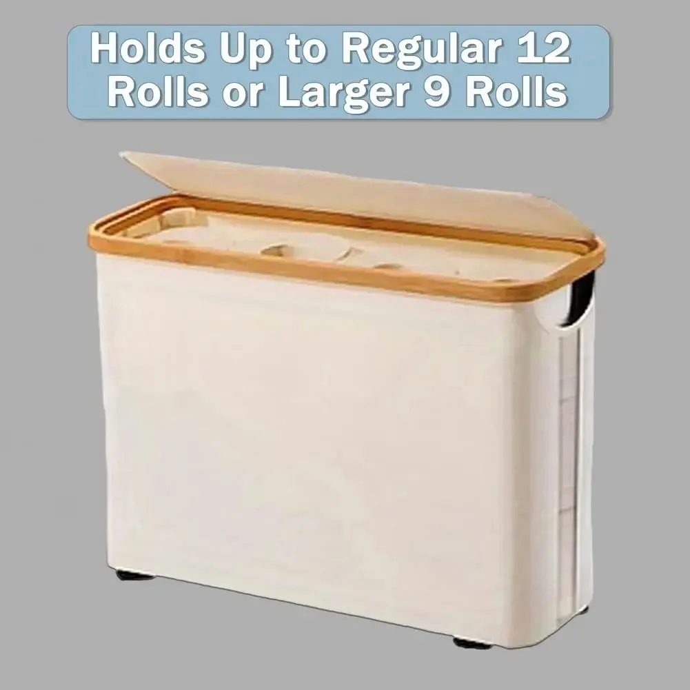 Bamboo Toilet Paper Storage with Lid Breathable Design Toilet Roll Storage Box Large Bathroom Organizer toilet paper holder bathroom organizer shelf