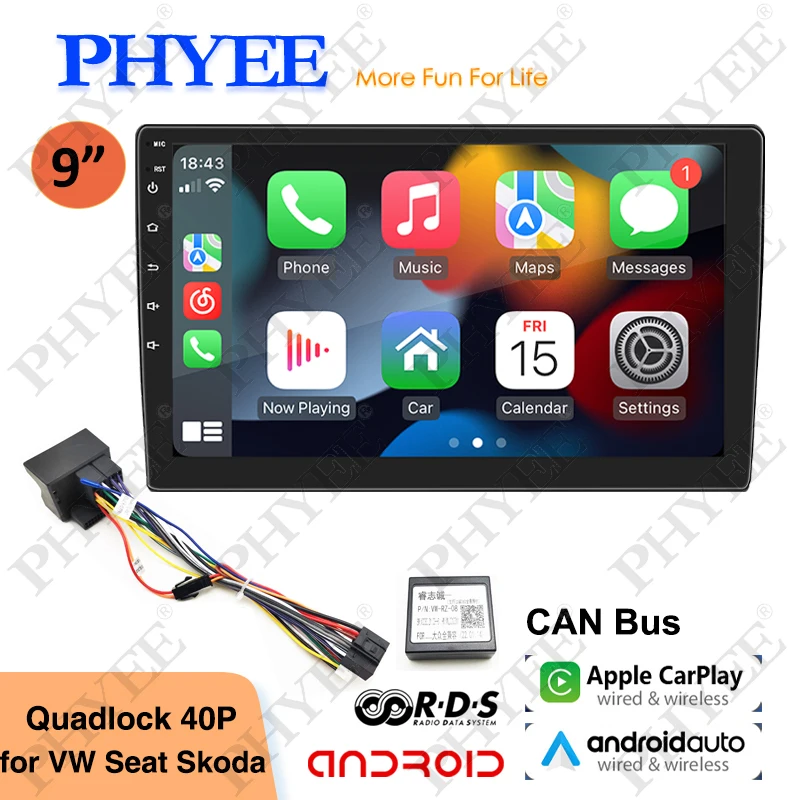 

Автомобильный радиоприемник Android CAN-Bus Декодер для VW Golf Polo Jetta Sharan Gol Leon, 2 Din 9 дюймов, CarPlay, Android-Auto, Bluetooth, GPS, RDS