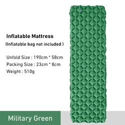 Ultralight Inflatable Camping Sleeping Pad - Foldable Air Mattress (Green)