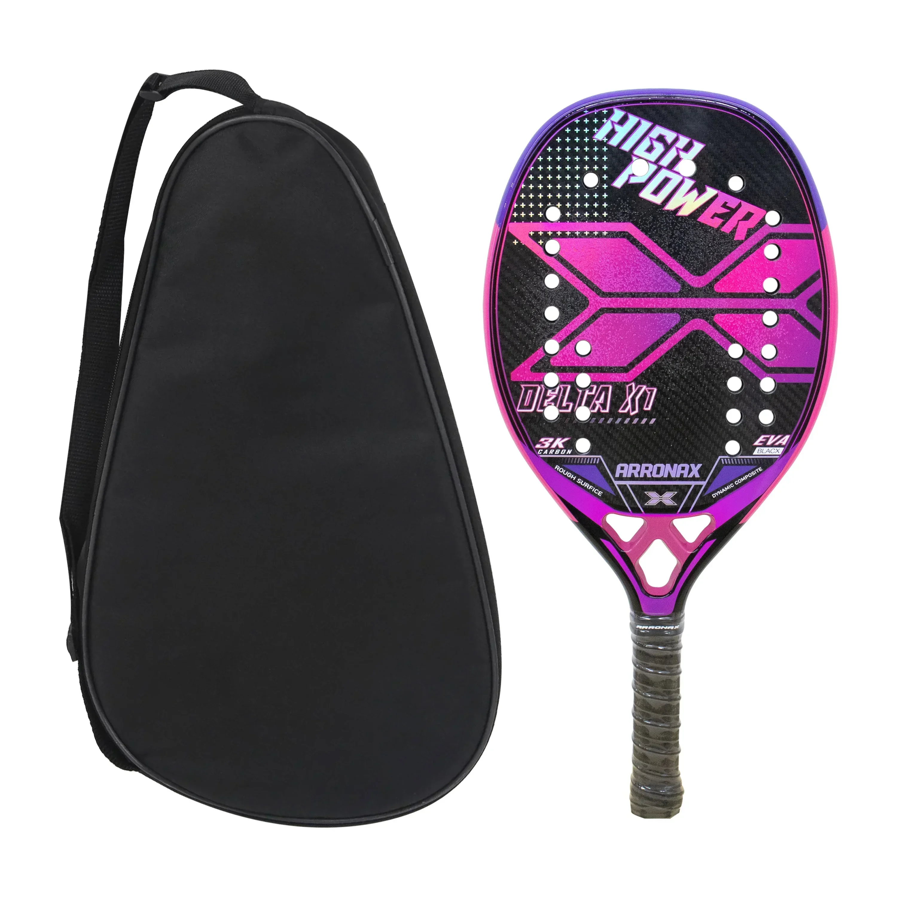 

3K Beach Tennis Racket Carbon Fiber with 22mm Carbon Frame Fine Balanced Weapon for Advanced Player