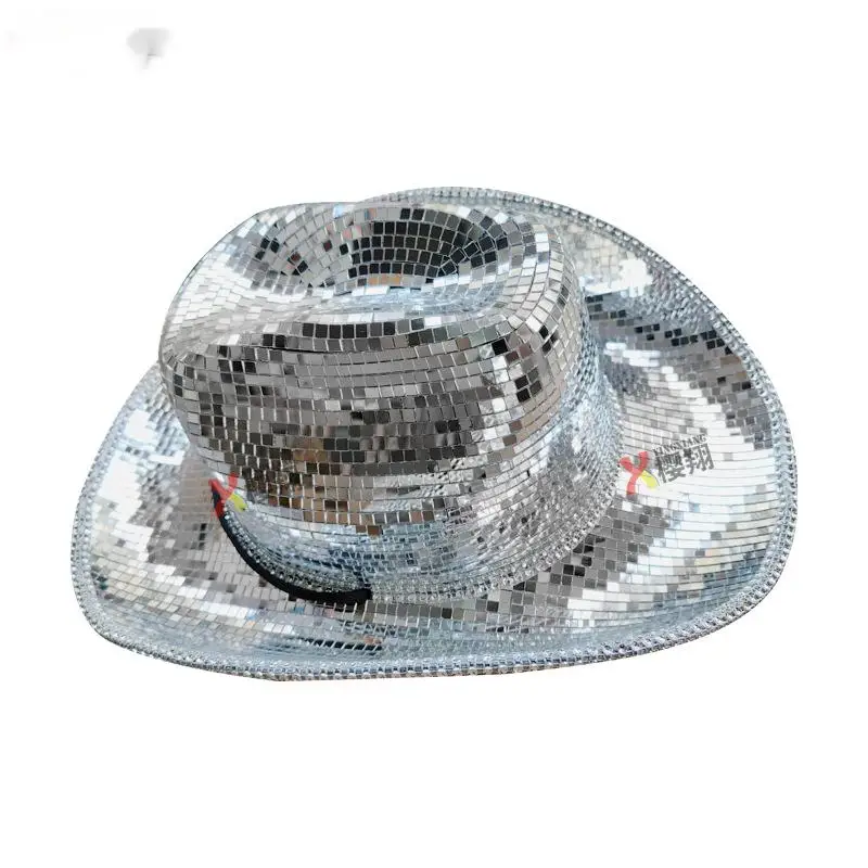 Disco Cowboyhut Disco kugel Cowboyhut Glitzer Disco Hut Cowgirl Kappe  Spiegel kugel Cowboyhut Pailletten kappe mit Glas Wild Party - AliExpress