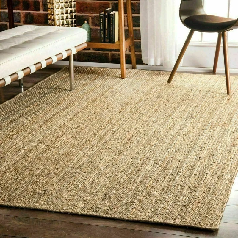

Rug 100% Natural Jute Modern Living Rug Braided Pure Hand-woven Rug Area Carpet Idyllic Natural Style