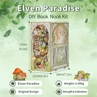 CUTEBEE Book Nook Kit Miniature DIY Dollhouse Touch Light With Furniture Model DIY Gifts( Elven Paradise） 2