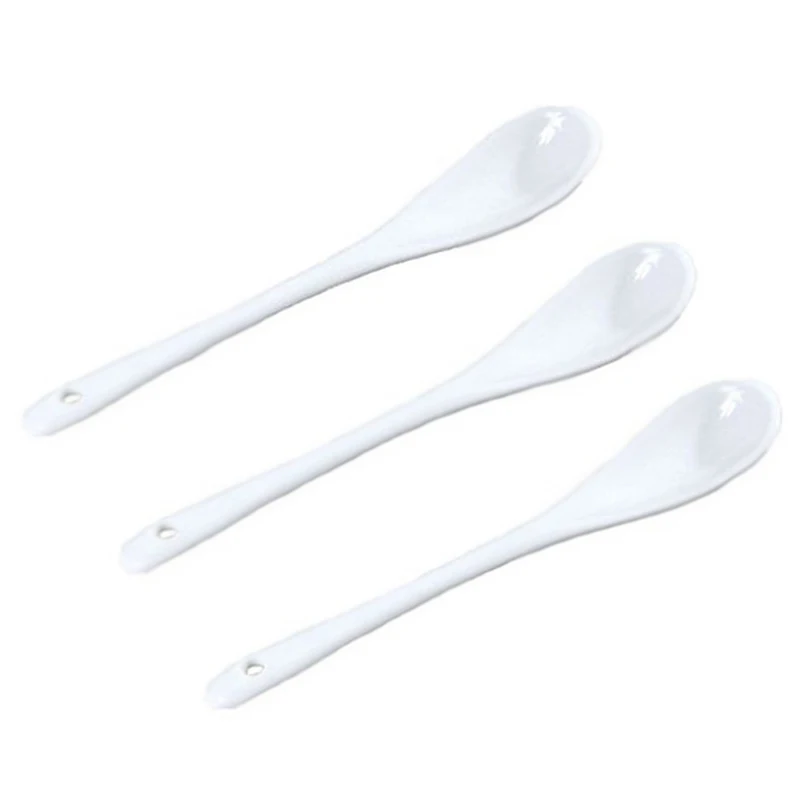 Set 5 Cucchiaini Da Tè In Ceramica Bianca - Per Marmellata, Miele