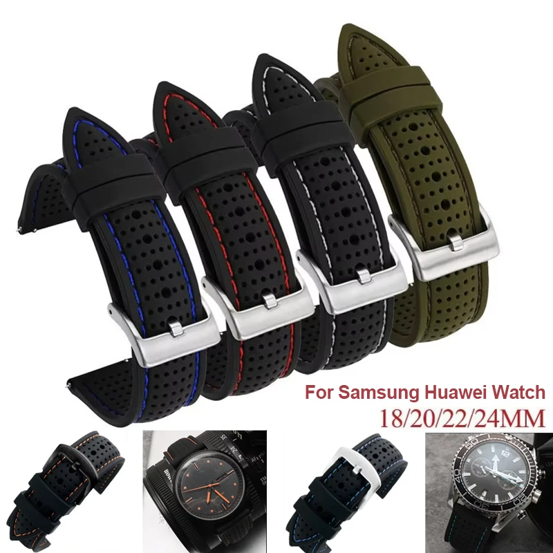 Bracelet de sport en silicone étanche et durable pour hommes, compatible avec les montres Samsung Huawei Watch GT2 46mm et Amazfit GTR 20mm 22mm 24mm 1